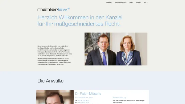 Website Screenshot: mahlerlaw  Mitsche, Prantl, Jungnickel, Majer, Sunder-Plaßmann, Rechtsanwälte - mahlerlaw - Date: 2023-06-14 10:43:39