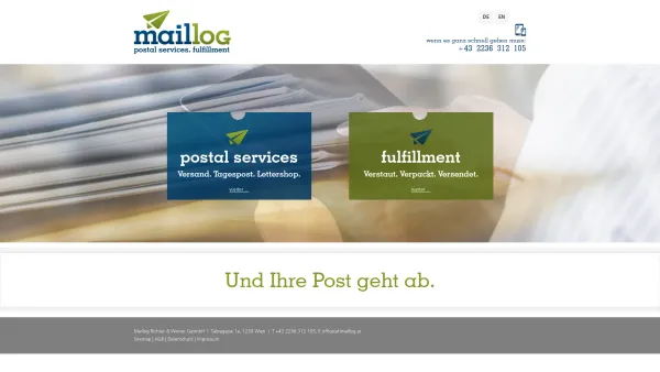 Website Screenshot: Maillog Marketing Postal Service - MAILLOG: Postal Services I Fulfillment – Und die Post geht ab. - Date: 2023-06-23 12:06:26