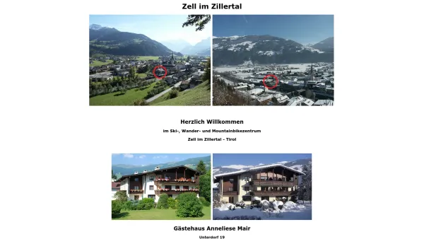 Website Screenshot: Gästehaus Anneliese Mair*** - Gästehaus Anneliese Mair - Zell im Zillertal - Tirol - Frühstückspension / Pension / Zimmer - Date: 2023-06-23 12:06:26