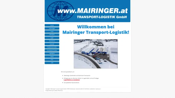 Website Screenshot: Mairinger Transport und Logistik GmbH Spezialtransporte und Langeisentransporte - Mairinger Transport und Logistik GmbH, Spezialtransporte und Langeisentransporte - Willkommen! - Date: 2023-06-23 12:06:26