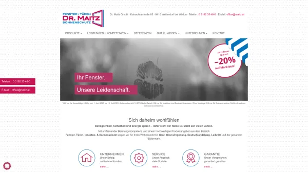 Website Screenshot: Dr. W. Maitz GmbH Fenster, Türen und Sonnenschutz Graz/Graz-Umgebung/Leibnitz/Steiermark - Dr. W. Maitz GmbH - Fenster I Türen I Sonnenschutz | - Date: 2023-06-23 12:06:26
