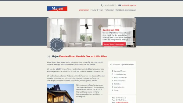 Website Screenshot: Start Majan - Fenster und Türen von der Majan, dem Profi aus Wien - Date: 2023-06-15 16:02:34