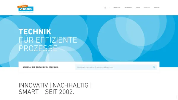 Website Screenshot: MAK Vertrieb und Service GmbH - Technik für effiziente Prozesse | MAK Vertrieb und Service GmbH | Maschinen, Anlagen, Komponenten - Date: 2023-06-23 12:06:26