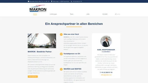 Website Screenshot: Makron Seite Arbeit - MAKRON GmbH - Objekt & Gebäudemanagement in Österreich - Date: 2023-06-15 16:02:34