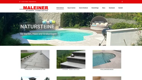 Website Screenshot: Maleiner GmbH Betonwerk & Steinmetzbetrieb - Natursteine für Garten, Haus, Pool und Grabanlagen - Maleiner GmbH - Date: 2023-06-23 12:06:26
