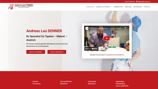 Website Screenshot: Andreas Leo Malerei Denner - Maler Denner|Tapeten- Malerei - Anstrich - Date: 2023-06-23 12:06:27