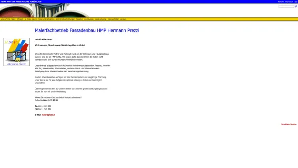 Website Screenshot: HMP Malerfachbetrieb 
Prezzi Hermann - Malerfachbetrieb Fassadenbau HMP Hermann Prezzi - Date: 2023-06-23 12:06:29