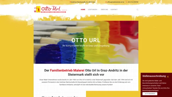 Website Screenshot: Otto Url GesmbH Maler und Anstreicherarbeiten, Bodenverlegung, Tapetenverlegung - Ihr Maler in Graz - Otto Url GmbH & Co. KG - Date: 2023-06-14 10:36:58