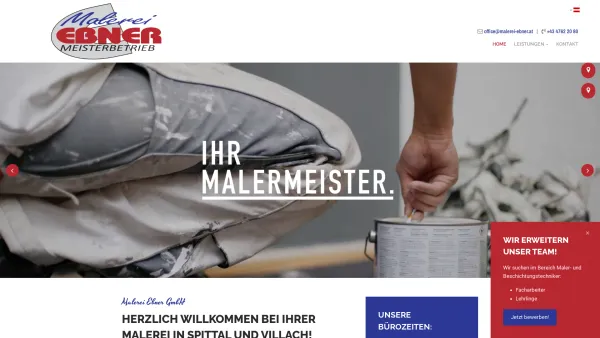 Website Screenshot: . www.malerei-ebner.at - Ihr Maler in Spittal/Drau und Villach-Landskron - Malerei Ebner GmbH - Date: 2023-06-14 10:43:39
