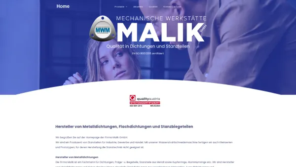 Website Screenshot: Mechanische Werkstätte Malik - Hersteller von Metalldichungen - Date: 2023-06-23 12:06:29