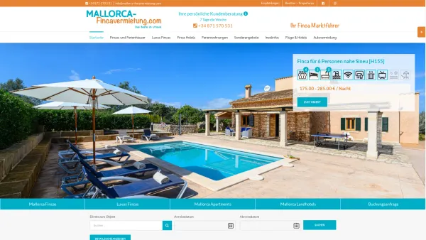 Website Screenshot: Mallorca Fincavermietung - Finca Mallorca Vermietung – 1000 Fincas und Ferienhäuser mieten - Date: 2023-06-23 12:06:29