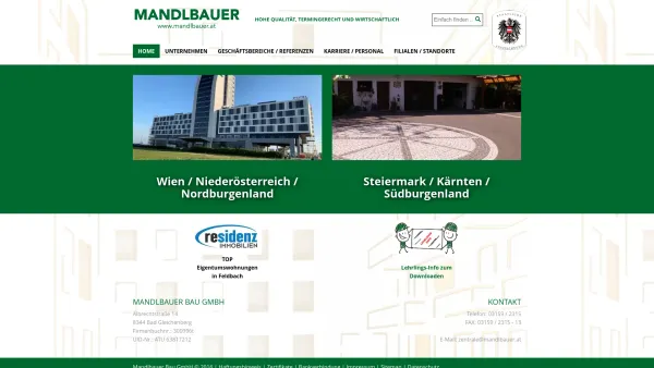 Website Screenshot: Mandlbauer - Hochbau, Tiefbau, Generalunternehmungen - Mandlbauer - Mandlbauer - Date: 2023-06-23 12:06:32
