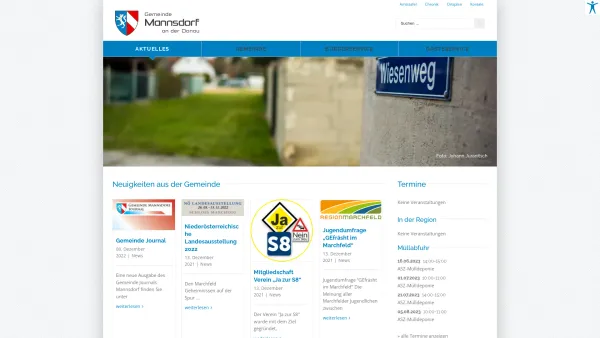 Website Screenshot: Gemeindeamt Mannsdorf an der der Gemeinde Mannsdorf - Gemeinde Mannsdorf an der Donau | mannsdorf.at - Date: 2023-06-14 10:43:41