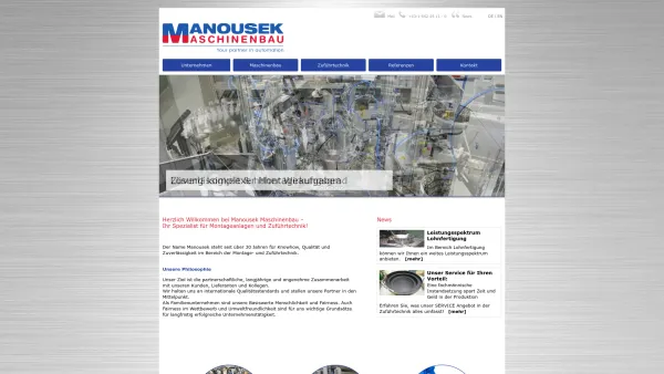 Website Screenshot: Manousek Maschinenbau GmbH Sondermaschinenbau Zuführungstechnik und Montagetechnik - Spezialist für Montageanlagen und Zuführtechnik • Manousek Maschinenbau - Date: 2023-06-23 12:06:32