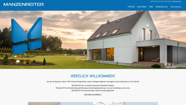 Website Screenshot: Manzenreiter Bauelemente GmbH - Manzenreiter Bauelemente – Haustüren, Tore, Sonnenschutz und Fenster aus dem Mühlviertel - Date: 2023-06-23 12:06:32
