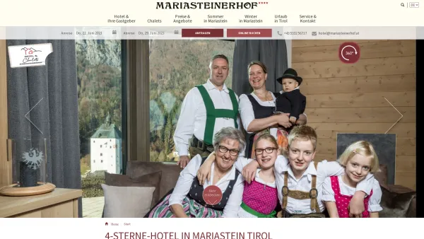 Website Screenshot: Hotel Mariasteinerhof - Hotel Mariasteinerhof Tirol - Date: 2023-06-23 12:06:35