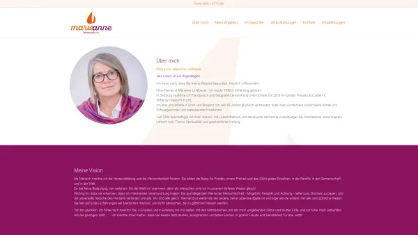Website Screenshot: Lebensberatung Marianne Lindlbauer - Marianne Lindlbauer – bewusst|sein - Date: 2023-06-15 16:02:34