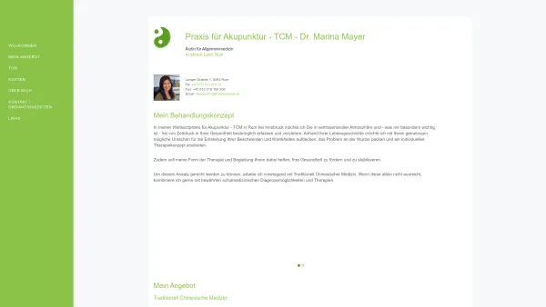 Website Screenshot: Praxis für Akupunktur TCM Dr. Marina Mayer Innsbruck Land - Akupunktur Innsbruck Land - TCM Praxis Dr. Marina Mayer - Date: 2023-06-14 10:46:46