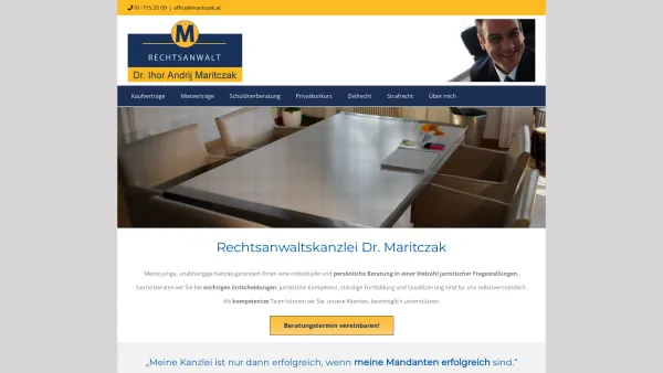 Website Screenshot: Rechtsanwalt Kanzlei Dr. Maritczak, Wien - Individuelle Rechtsberatung bei Dr. Maritczak, Rechtsanwalt Wien - Date: 2023-06-14 10:43:42