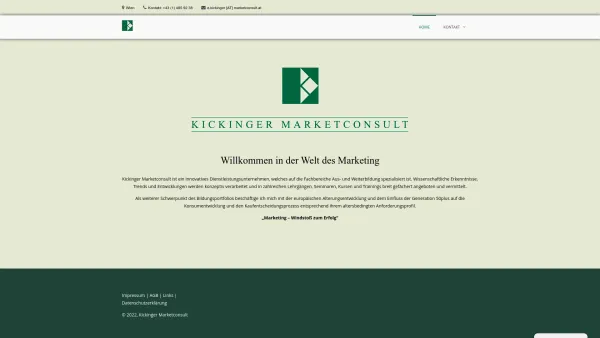 Website Screenshot: DR.Kickinger Marketconsult - Home - Kickinger Marketconsult - Date: 2023-06-14 10:43:42