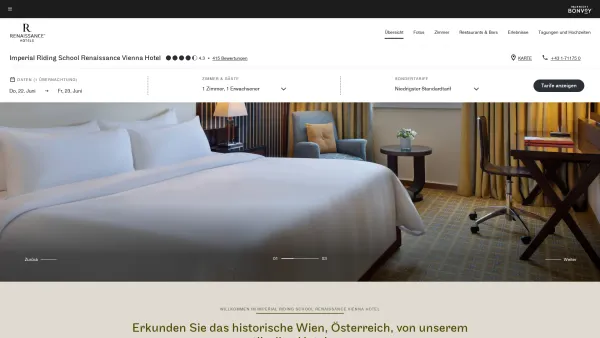 Website Screenshot: Imperial Riding School Renaissance Vienna Hotel - Hotel in Wien, Österreich Stadtzentrum | Imperial Riding School Renaissance - Date: 2023-06-23 12:06:38