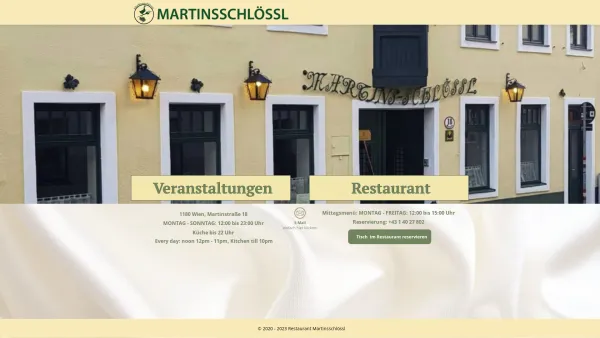 Website Screenshot: Restaurant HP-Martinschlössl - MARTINSSCHLÖSSL 1180 WIEN - START - Date: 2023-06-23 12:06:38