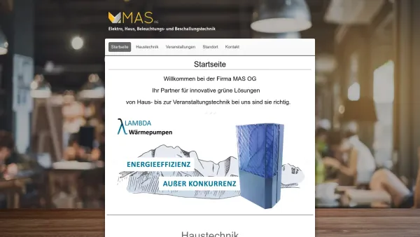 Website Screenshot: M.A.S. - Startseite | Elektro, Haus, Beleuchtungs- und Beschallungstechnik - Date: 2023-06-23 12:06:38