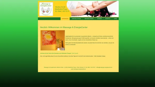 Website Screenshot: Massage & EnergieCenter Martina Strobl staatlich geprüfte gewerbliche Masseurin Massagepraxis in 3830 Waidhofen/Thaya 1020 Wien -M - Massage & Energiecenter | Eine weitere WordPress-Seite - Date: 2023-06-23 12:06:38