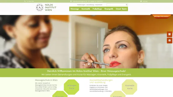 Website Screenshot: Massage-Kosmetik-Fusspflege-Schule Holos HOLOS-INSTITUT-WIEN - Behandlungen und Kurse 1050 Wien - Holos Institut - Date: 2023-06-23 12:06:39