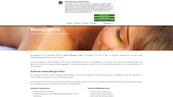 Website Screenshot: massage@work M. Zeischka KG - Mobile Massage @ Work - Date: 2023-06-14 10:43:42