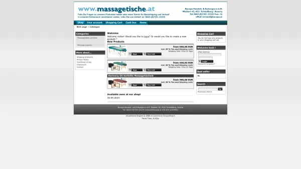 Website Screenshot: Massagetische und Massagezubehör von Earthlite BodyCushion Shiatsufutons Wolfgang Scharf Enns Österreich - BACOPA Handels- & Kulturges.m.b.H. - Date: 2023-06-14 10:43:44