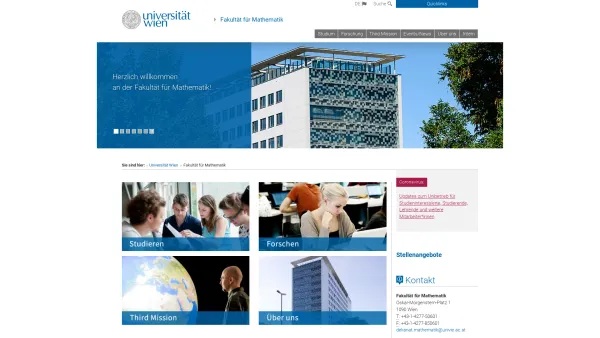 Website Screenshot: Institut f Mathematik d Universität Faculty of Mathematics - Fakultät für Mathematik - Date: 2023-06-15 16:02:34