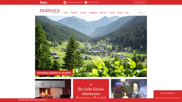 Website Screenshot: Landhaus Mateera - Familienhotel Mateera im Gargellen, Montafon, Vorarlberg | - Date: 2023-06-23 12:06:41