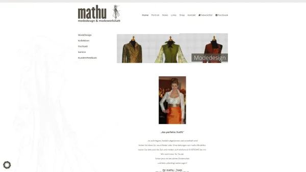 Website Screenshot: Mathu Modedesign & Modewerkstatt - Mode für besondere Anlässe - Date: 2023-06-23 12:06:41
