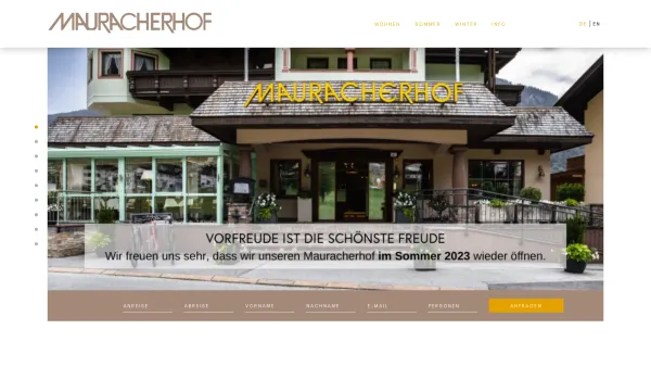 Website Screenshot: Hotel Mauracher Hof Gruber Mauracherhof - Mauracherhof - Ihre komfortable Unterkunft am Achensee - Date: 2023-06-23 12:06:44
