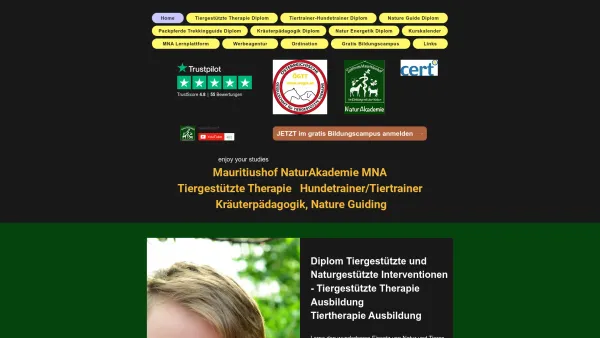 Website Screenshot: Mauritiushof NaturAkademie MNA - Mauritiushof NaturAkademie MNA | MNA Tiertherapie Tiergestützte Therapie - Date: 2023-06-15 16:02:34