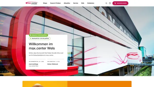 Website Screenshot: max.center Wels Betriebsgesellschaft m.b.H. - Einkaufen im max.center: das Shoppingerlebnis in Wels - Date: 2023-06-23 12:06:44