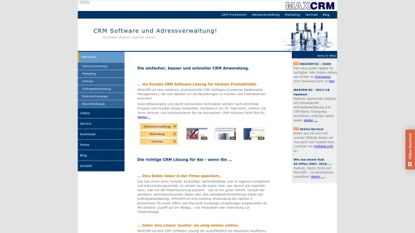 Website Screenshot: MAXCRM CRM CRM Software - CRM Software - Adressverwaltung - Kundenverwaltung - Date: 2023-06-14 10:43:44