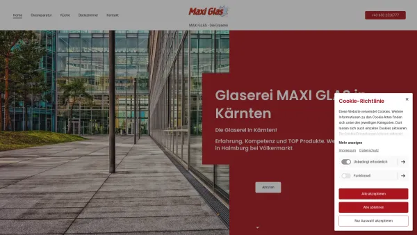 Website Screenshot: Maxi Glas - Maxi Glas | Die Glaserei in Kärnten - Date: 2023-06-23 12:06:44