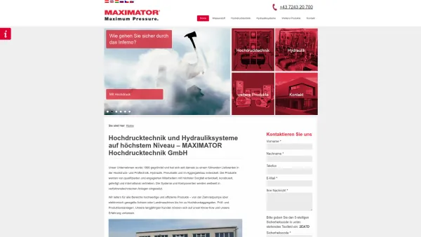 Website Screenshot: Maximator Hochdrucktechnik GmbH - Hochdrucktechnik und Hydrauliksysteme - MAXIMATOR - Date: 2023-06-23 12:06:44