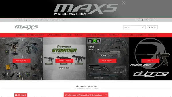 Website Screenshot: MAXS Paintball Shop in Wien & Graz - MAXS Paintball Austria - Date: 2023-06-14 10:43:44