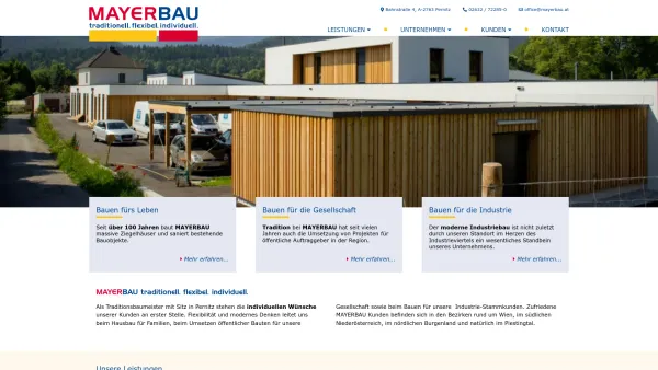 Website Screenshot: Bauunternehmen Mayer Gesellschaft Baufirma Mayer 2763 Pernitz Piestingtal Biedermeiertal) - Startseite - Mayerbau - Date: 2023-06-14 10:43:44