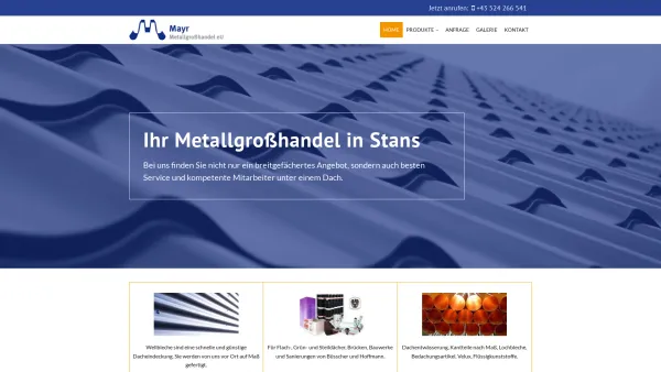 Website Screenshot: Manfred Mayr Metallgroßhandel - Mayr Metallgroßhandel e.U. in Stans - Date: 2023-06-23 12:06:44