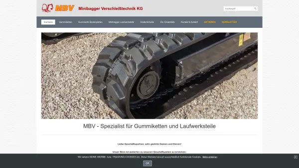 Website Screenshot: MBV Minibagger Verschleißtechnik KG - MBV - Gummiketten und Laufwerksteile - Date: 2023-06-14 10:43:44