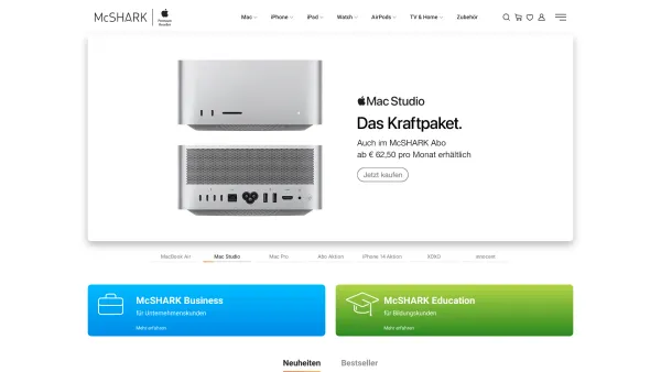 Website Screenshot: McSHARK MULTIMEDIA AG - McSHARK Apple Premium Reseller - Date: 2023-06-23 12:06:47