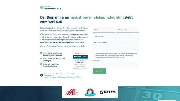 Website Screenshot: Dr. Stefan Bayer + - Domain for Sale - smartperformance.eu - Date: 2023-06-14 16:37:25
