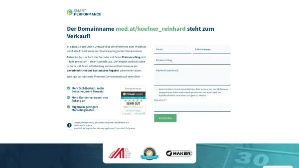 Website Screenshot: Dr. Reinhard Höfner - Domain for Sale - smartperformance.eu - Date: 2023-06-23 12:06:49
