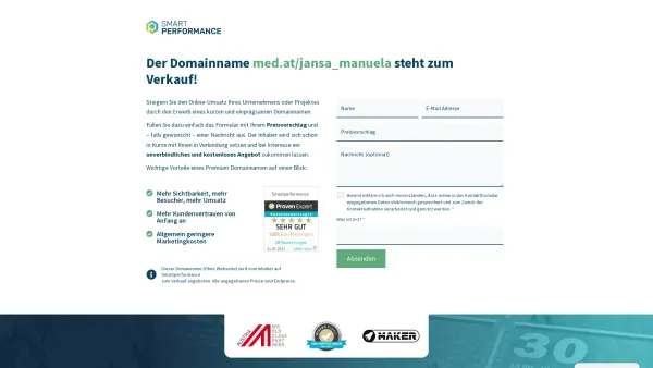 Website Screenshot: Praxis Dr. Jansa - Domain for Sale - smartperformance.eu - Date: 2023-06-23 12:06:49