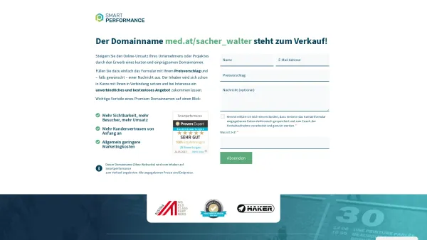 Website Screenshot: Dr. Walter Sacher Frauenheilkunde und Geburtshilfe - Domain for Sale - smartperformance.eu - Date: 2023-06-14 16:37:28