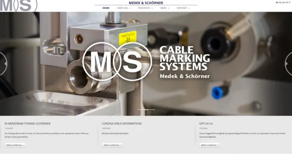 Website Screenshot: Medek Schoerner - Home / Medek und Schörner GmbH - Kabelbedruckung auf höchstem Niveau. - Date: 2023-06-23 12:06:49